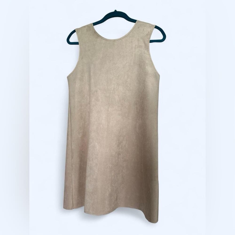 Zara W&B collection Faux Suede Tan Sleeveless Mini Dress Medium